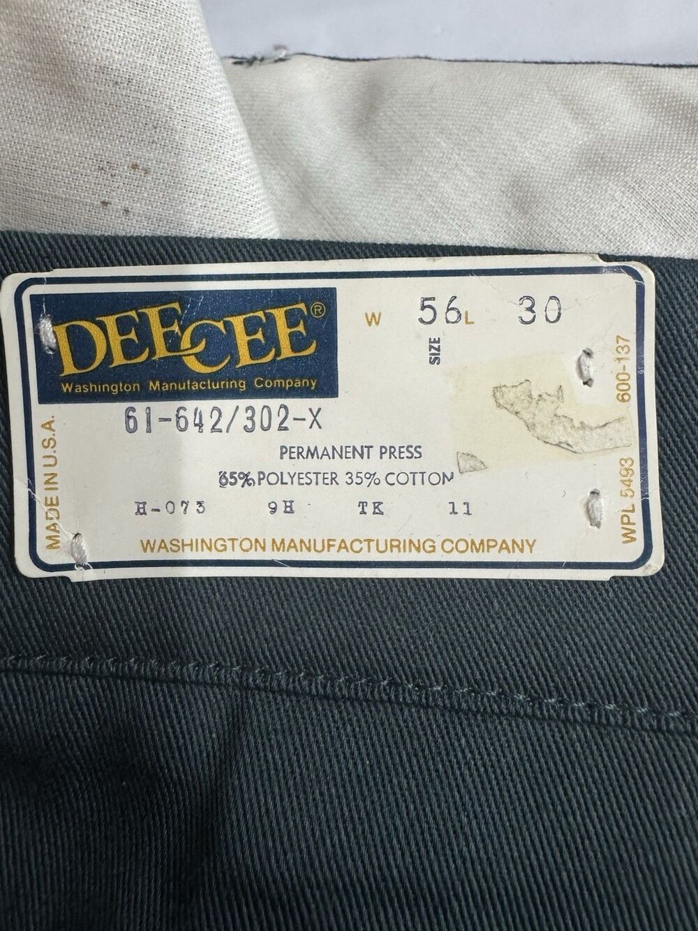 Deadstock Vintage 1970’s DEE CEE Men's Workpants NWT Original Tags Men's W56/L30